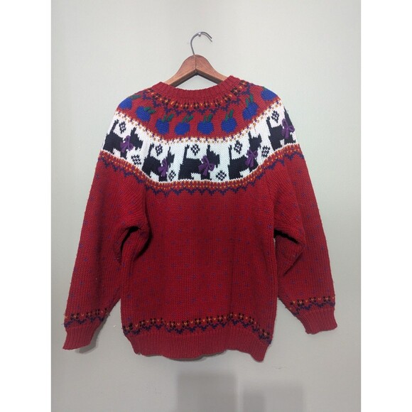 Scottie Terrier Sweater Northern Isles Size XL Vintage 90s Grandma Embroidered - Picture 3 of 6